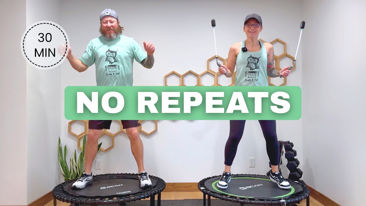 30 Minute EMOM Rebounder Workout NO REPEATS | Low Impact Mini Trampoline Cardio