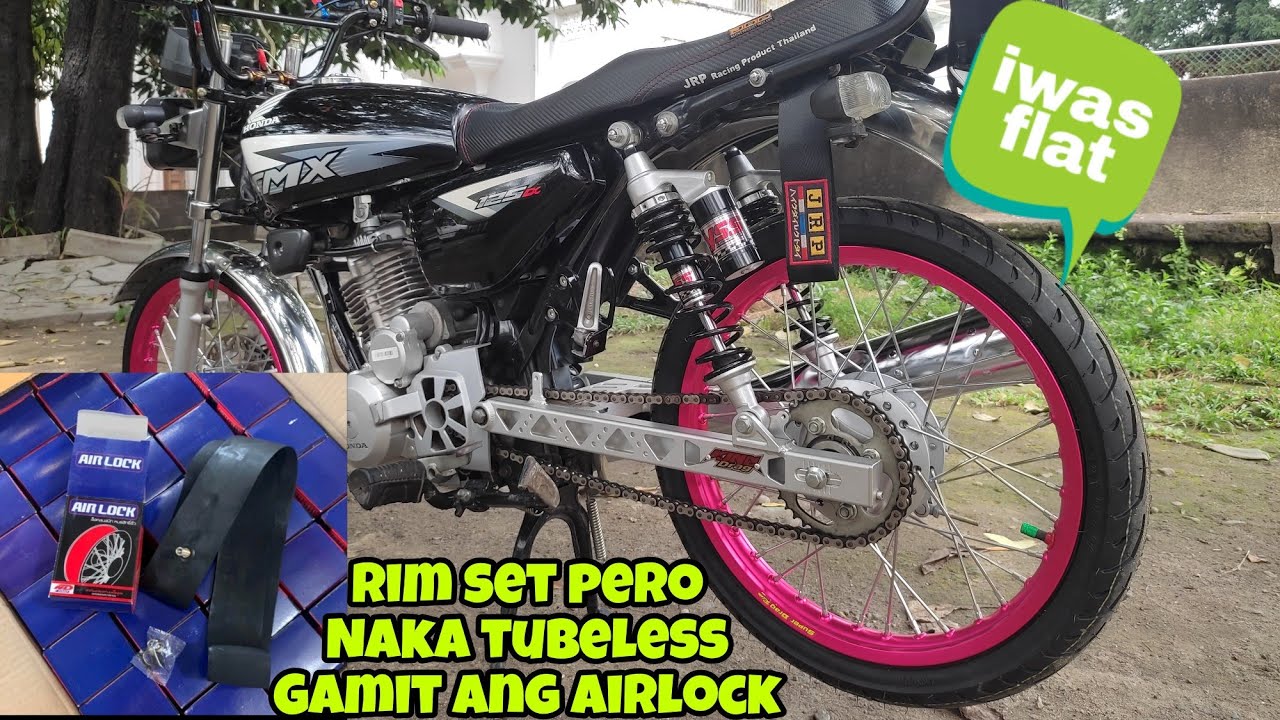 Installing Tmx125 Rim set to  tubeless gamit ang Airlock, iwas flat😱💪💪