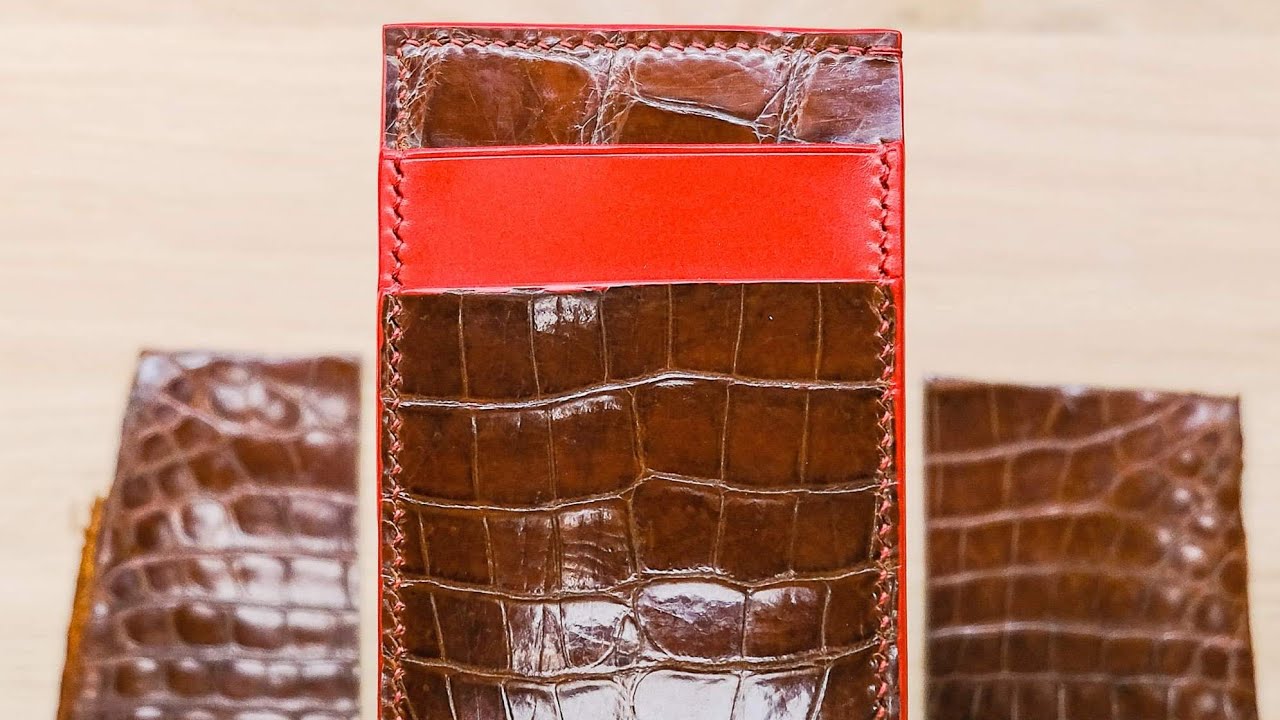 Turning old bag into new crocodile leather cardholder (with free pattern)
