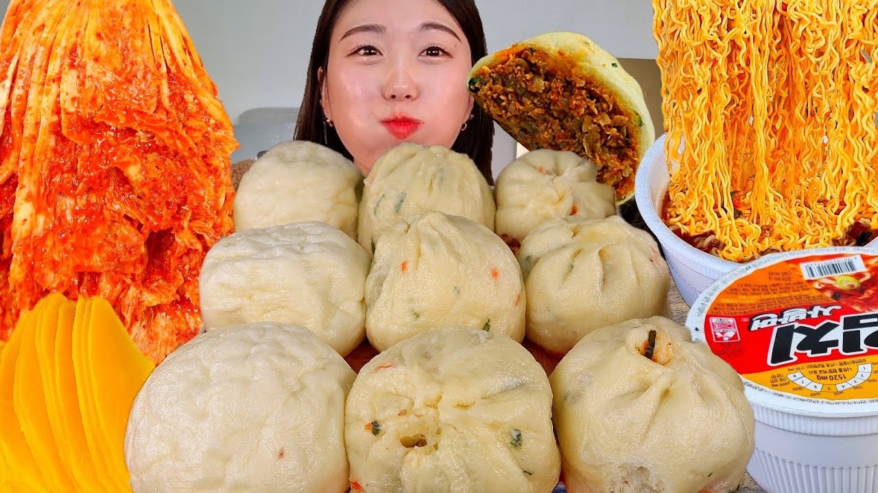 ASMR 마지막 영상입니다.. 🌶매운김치를 먹기 위해 왕만두 찐빵 컵라면 실비김치 리얼먹방 :) spicy kimchi , Ramen , mandoo King MUKBANG