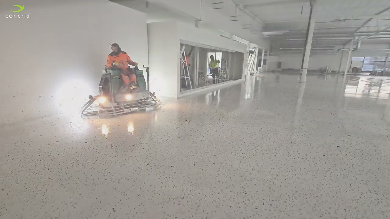 Concria Optimal Slab - White polished dry shake hardener floor for super market