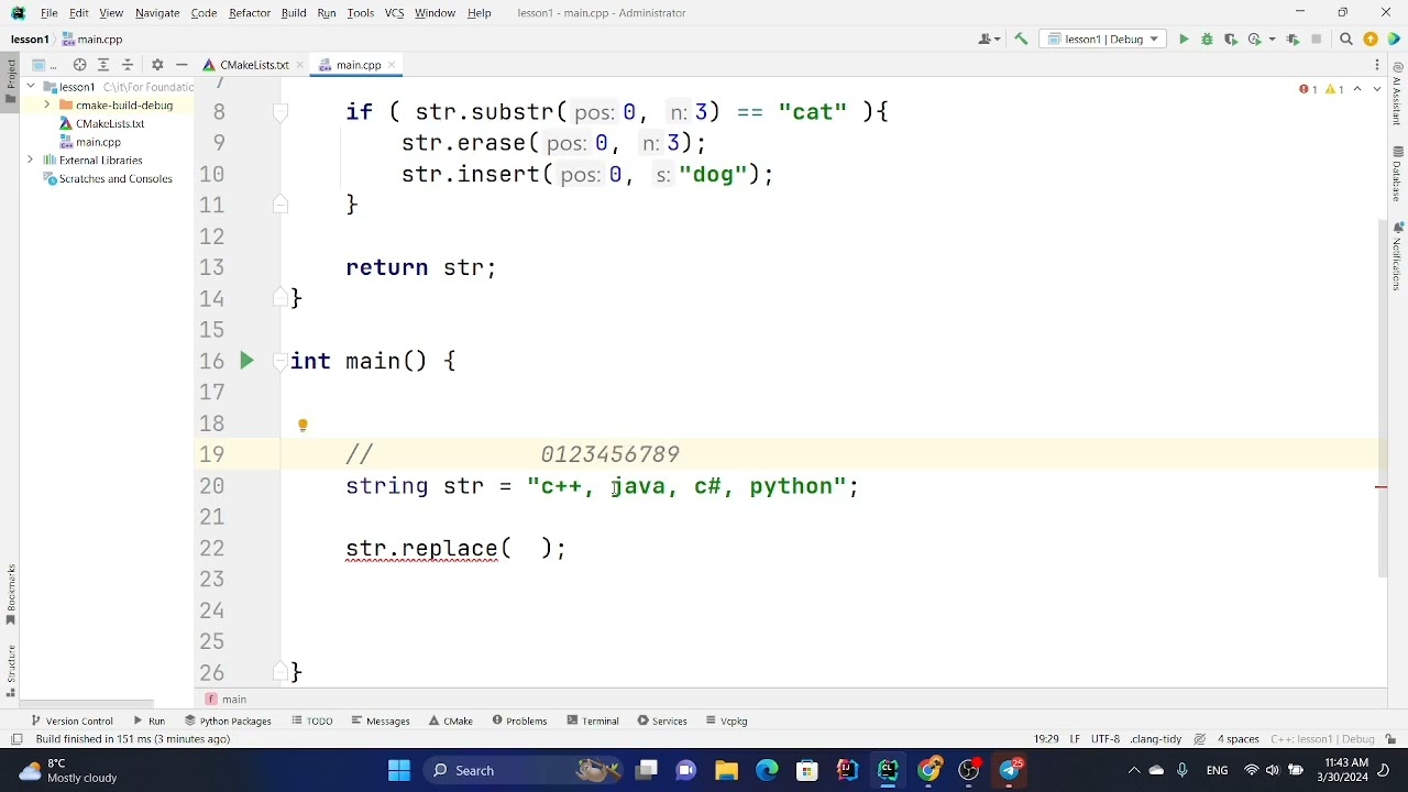 C++ dasturida replice funksiyasi. #replace. @codblock. #dasturlash