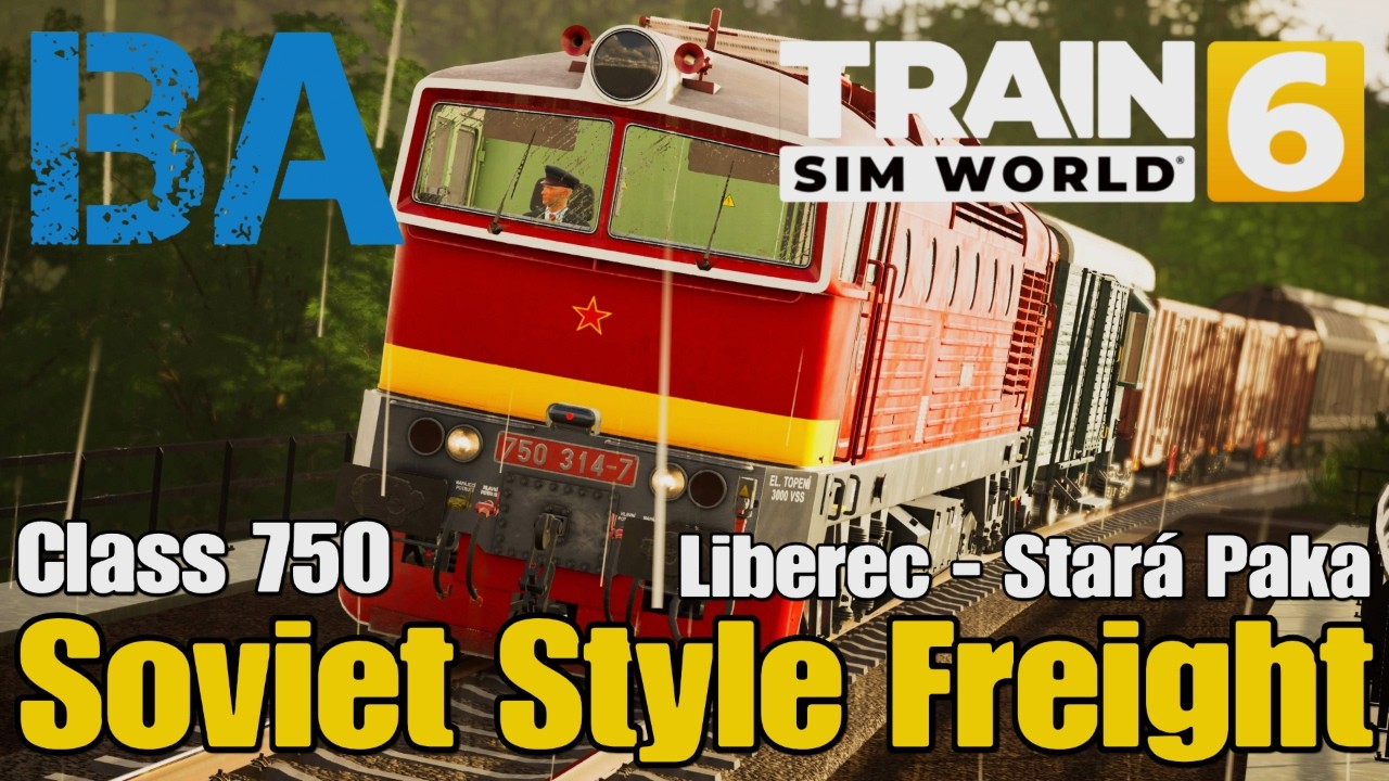 Грузовой поезд советского образца - Либерец - Стара-Пака - Класс 750 - Vector Simulations - Train...