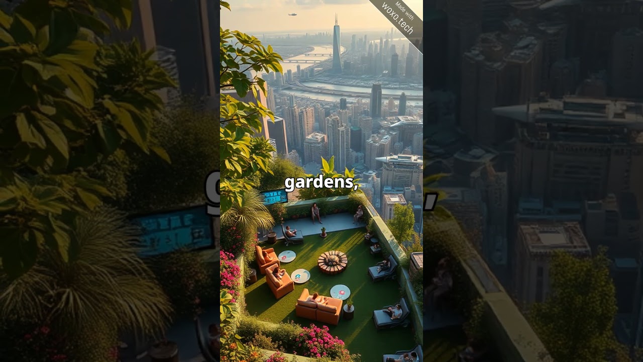 futuristic city floating in the clouds, with neon lights, flying cars green  gardens ,, cinematic