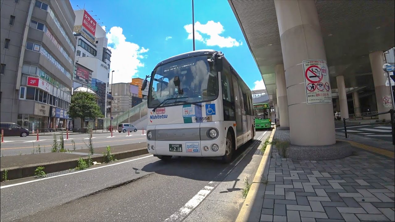 西鉄バス北九州　73番  八幡駅行き  黒崎バスターミナル→八幡駅　乗車・走行・下車　車椅子（土砂災害為迂回運行）