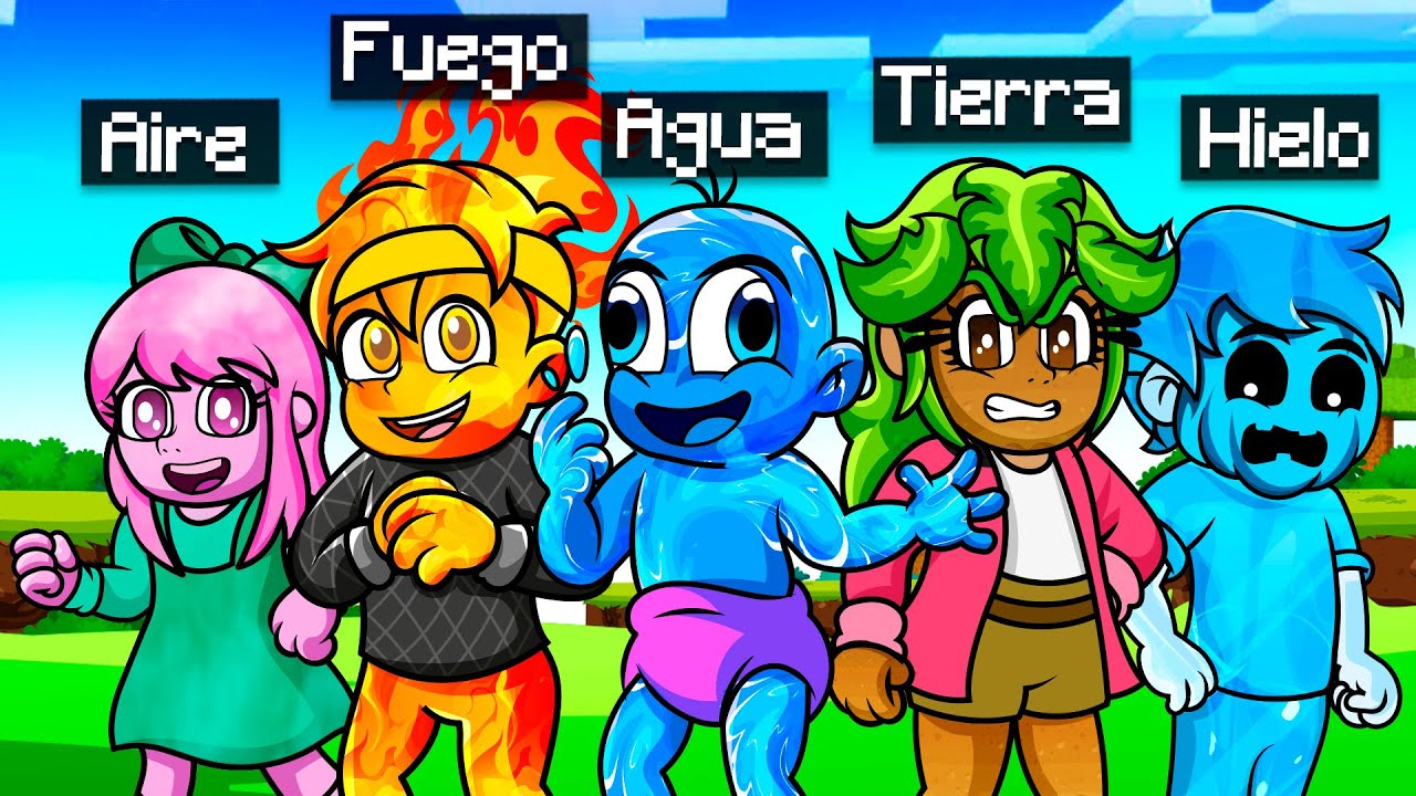 5 AMIGOS en un CHUNK ELEMENTAL en Minecraft 😱  BEB&Eacute; NOOB