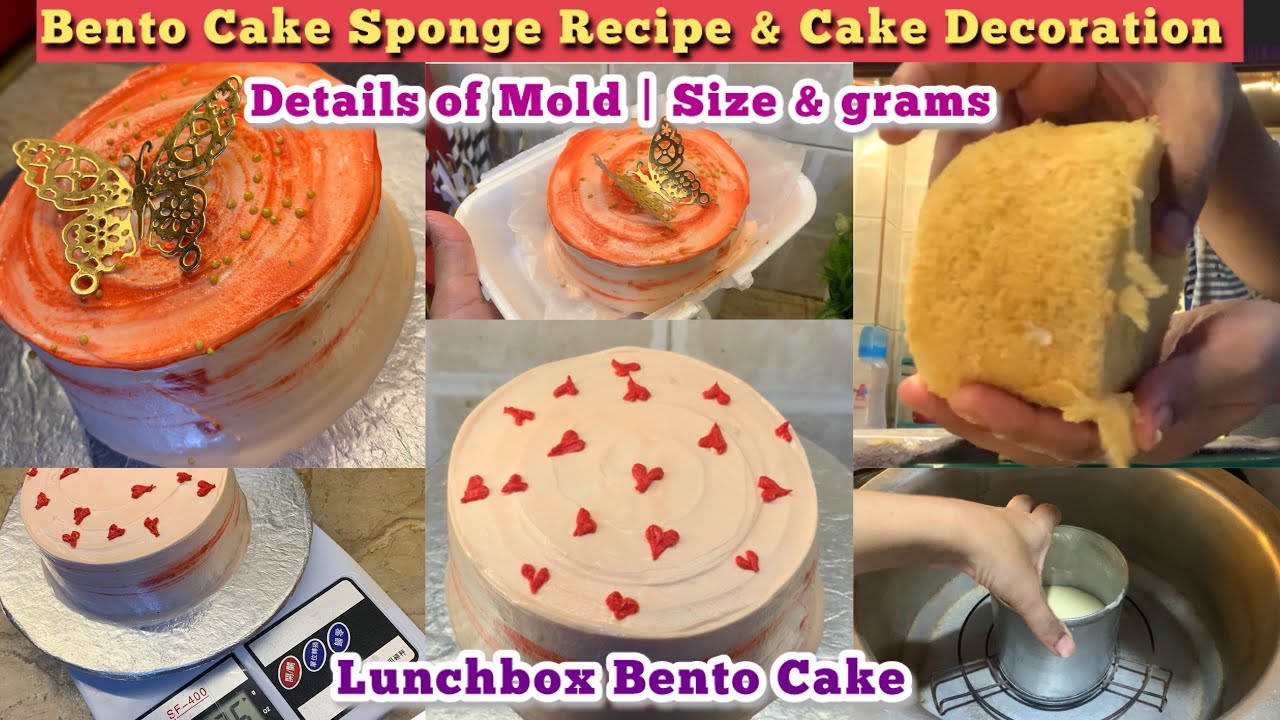 Bento Cake Sponge Recipe Without Oven | Lunchbox Cake Decoration & Tips in Detail ✨