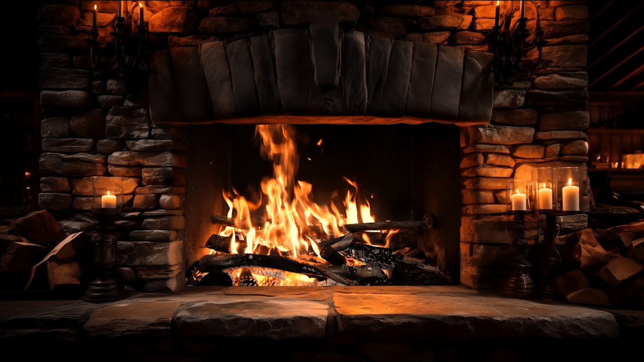 Cozy Winter Fireplace with Crackling Logs and Relaxing Fire Sounds to Relieve Stress
