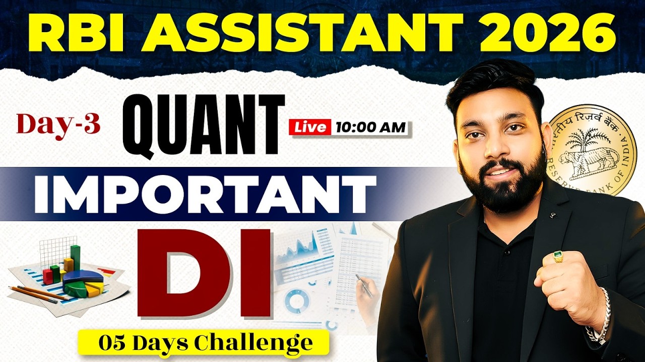Data Interpretation | RBI Assistant 2026 | RBI Assistant Quant | Important Di for RBI Assistant