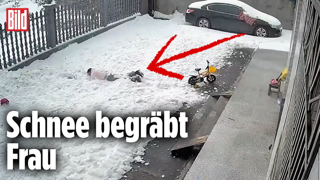 Brutaler Schnee-Schock: Frau hat keine Chance beim Schippen