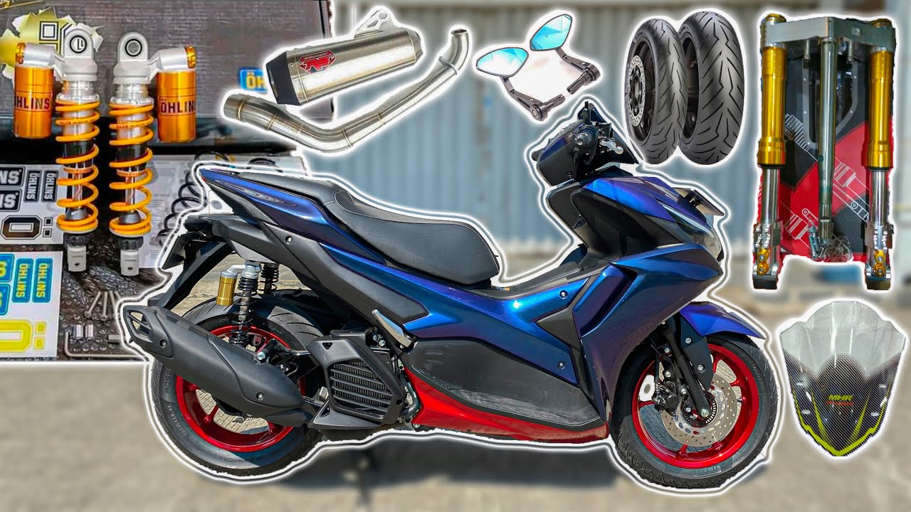 Project Modif Kaki kaki - Ganti Ohlins, USD, Knalpot, Ban, Barend, dll | Aerox 155