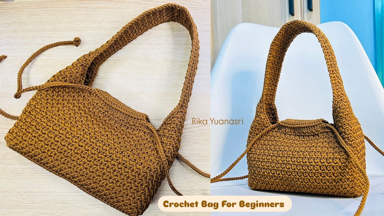 How to Crochet Bag Tutorial for Beginners step by step | Cara Membuat Tas Rajut Simple untuk Pemula