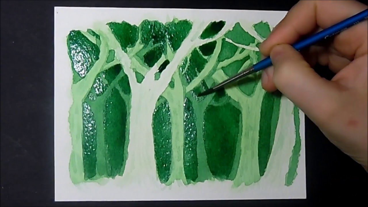 Trees - Negative Watercolor Illustration
