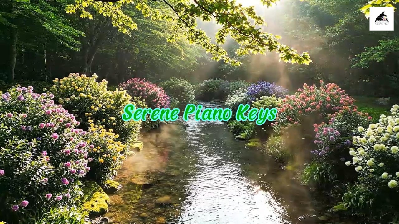 Calm mountain silence serene piano keys for meditation study