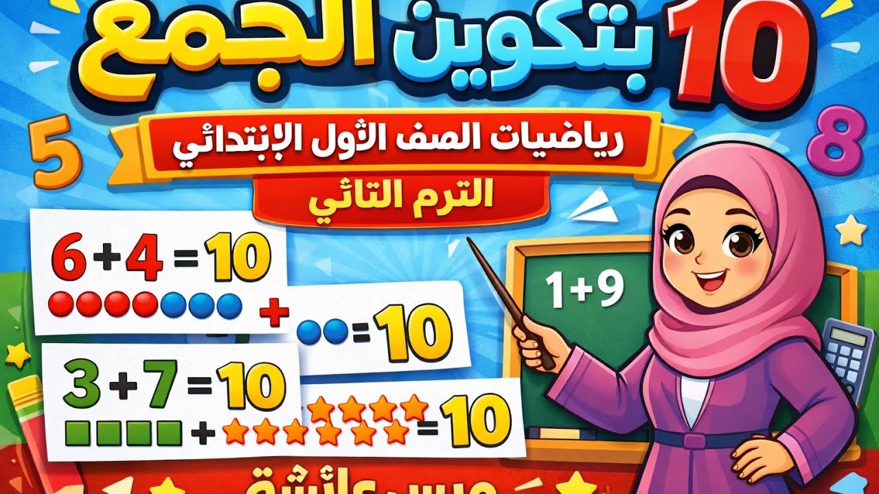 شرح درس الجمع بتكوين ١٠ رياضيات الصف الأول الابتدائي المنهج الجديد الترم الثاني
