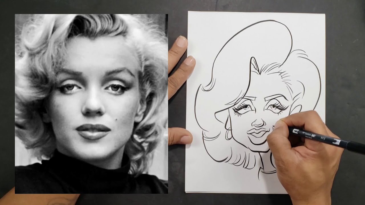 A Quick Tutorial on How to Draw a Caricature of Marilyn Monroe