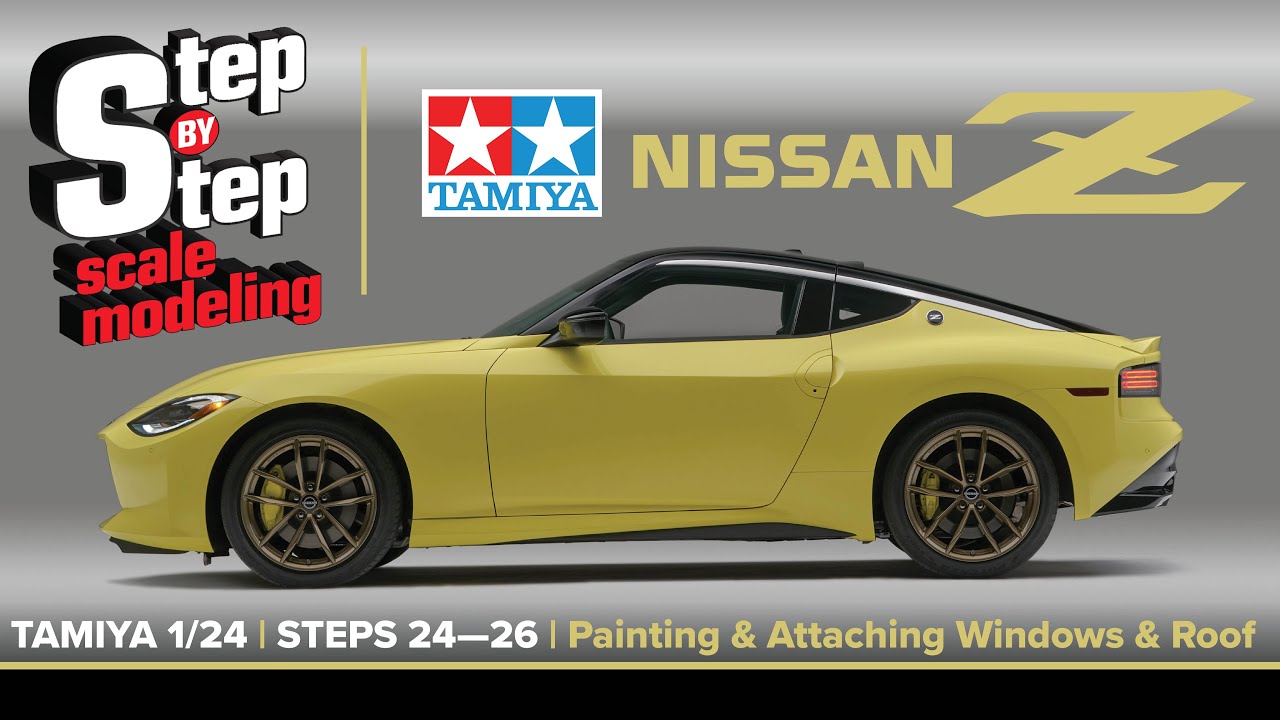 Tamiya 1/24 Nissan Z Step by Step Model Build. STEPS 24—26 | Painting & Attaching Windows & Roof