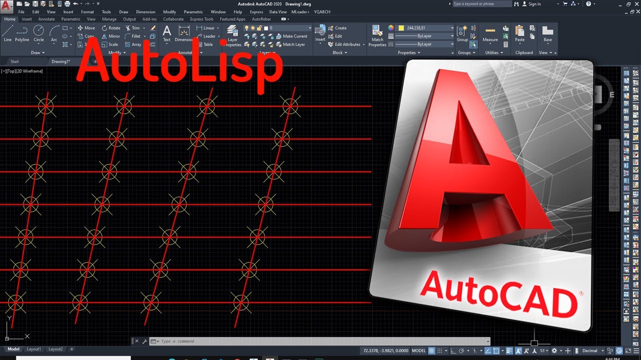 AutoCAD's Autolisp point Insert Between All Intersection Lines Automatically