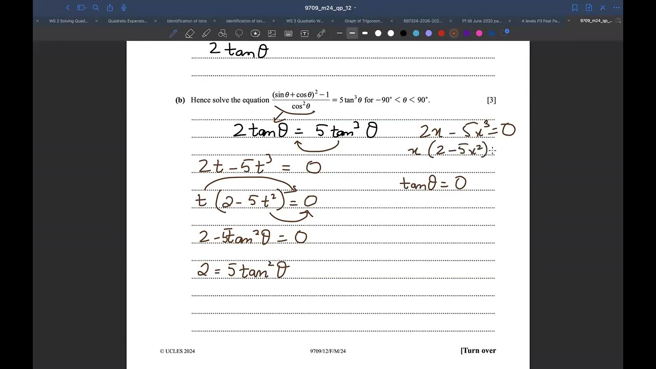 A level Mathematics (9709) March 24 P12 Complete Solved Paper