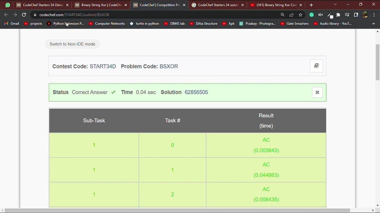 Binary String Xor  codechef Solution ||