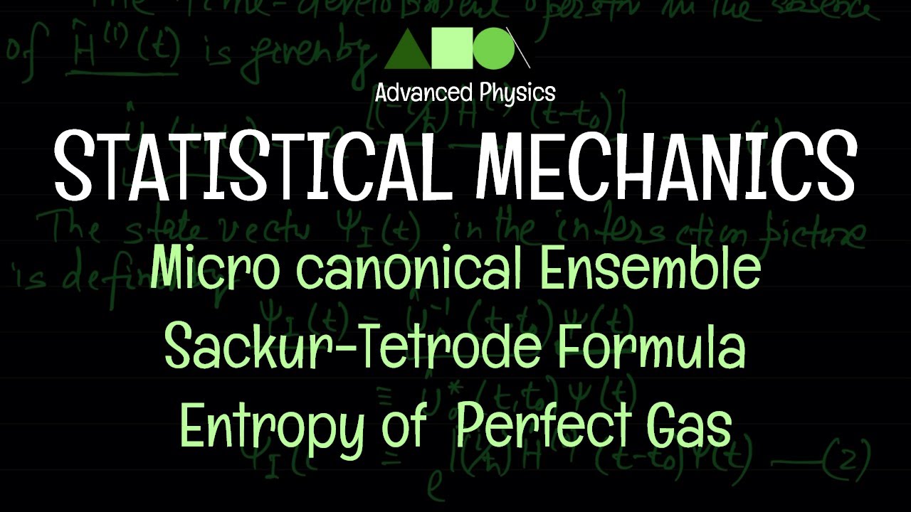 Statistical Mechanics - Micro canonical Ensemble : Sackur-Tetrode Formula / Entropy of  Perfect Gas