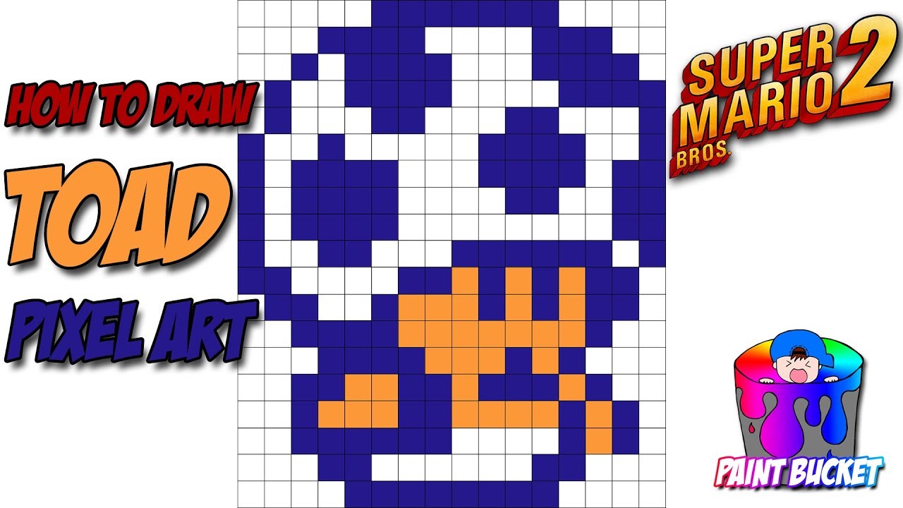 How to Draw Toad from Super Mario Bros. 2 - SMB2 8-Bit Pixel Art Drawings