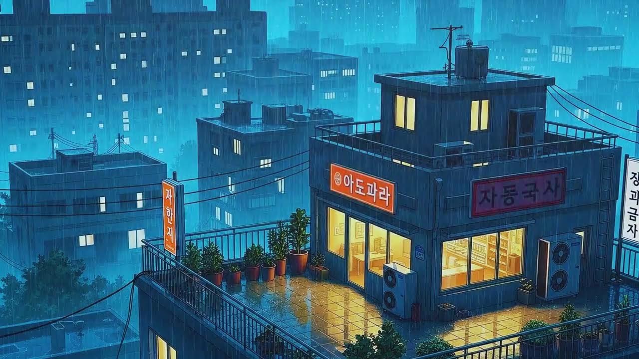 Rain Sounds & Lofi for Work in a Peaceful Korean Night to Block Distractions 😌
