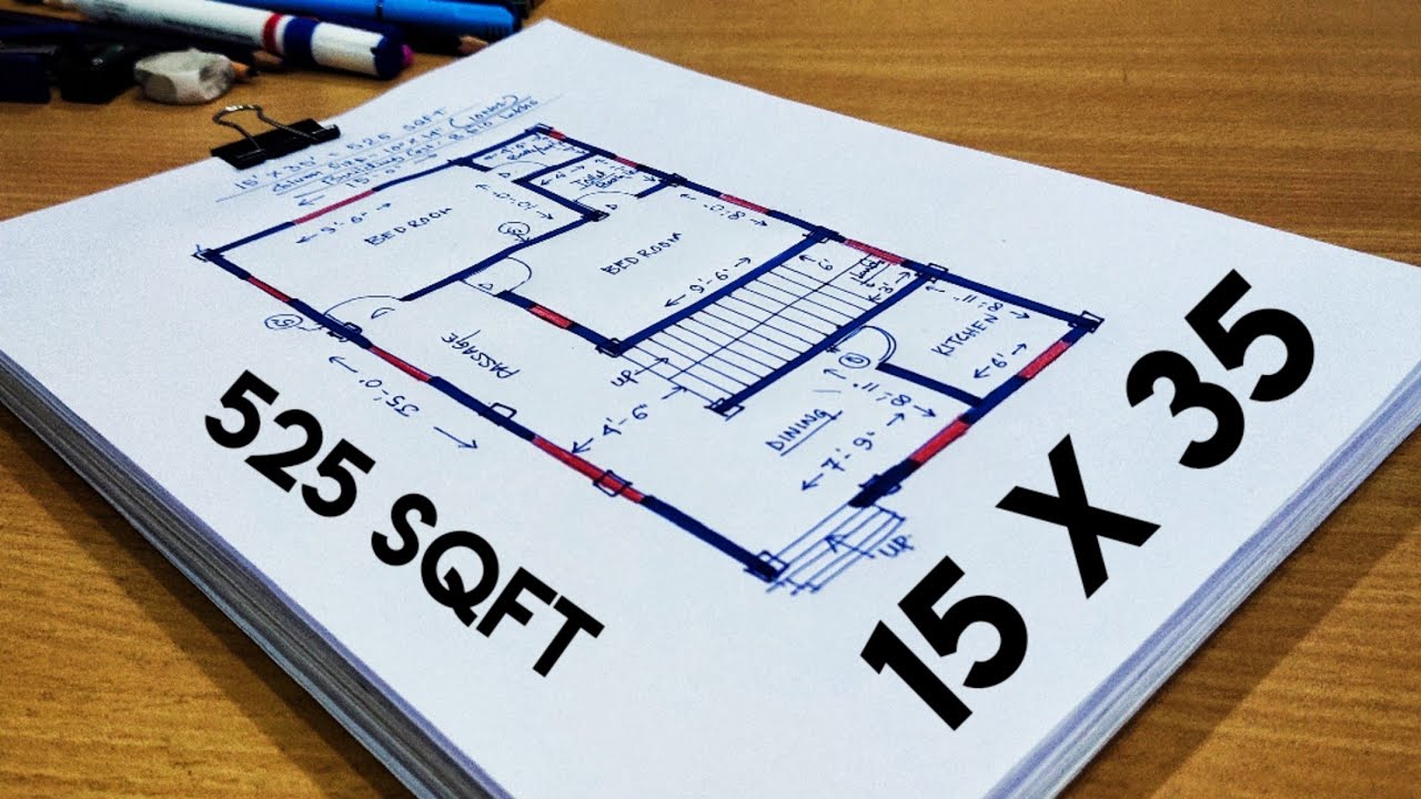 15 x 35 small house plan II 15 X 35 GHAR KA NAKSHA II 15 X 35 HOUSE DESIGN