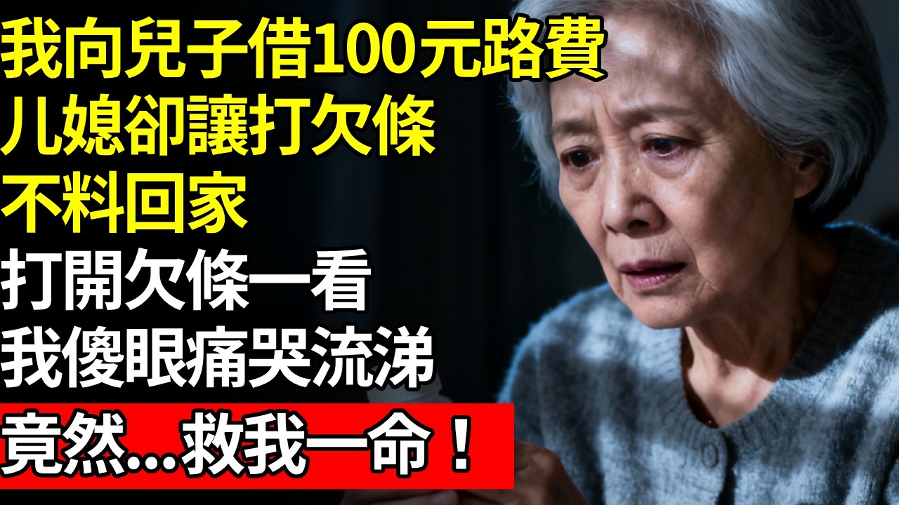 我向兒子借100元路費，但媳婦卻讓打欠條，不料回家打開欠條一看，我傻眼痛哭流涕，竟然...#養老#不孝子#人間家務#退休金