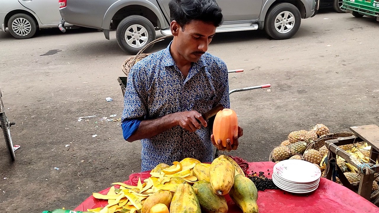 Amazing Papaya Fruit Cutting Skills | Street Food Papaya Art
