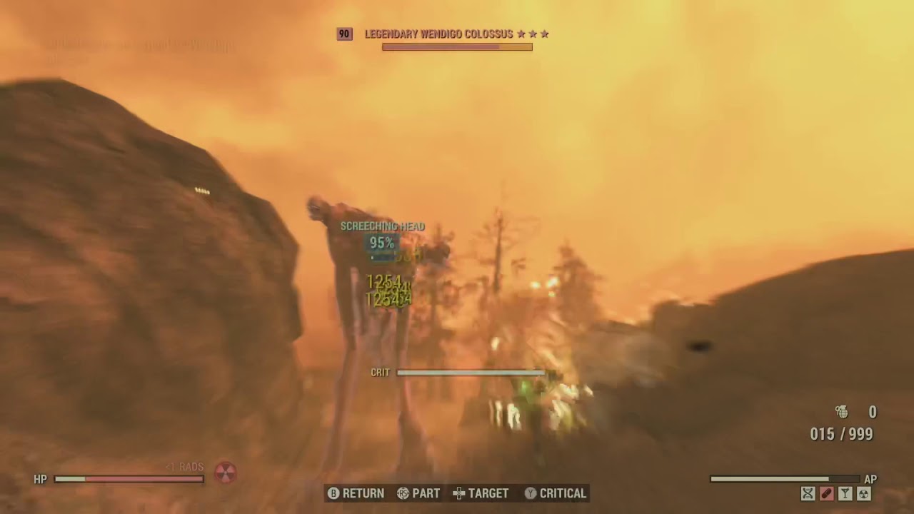 Fallout 76 - Wendigo Colossus Dropping an Explosive Gatling Plasma