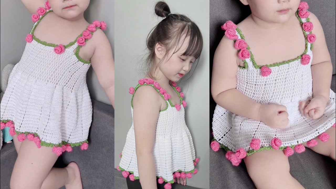 Crochet Rose Dress 🌹Móc váy-áo hoa hồng
