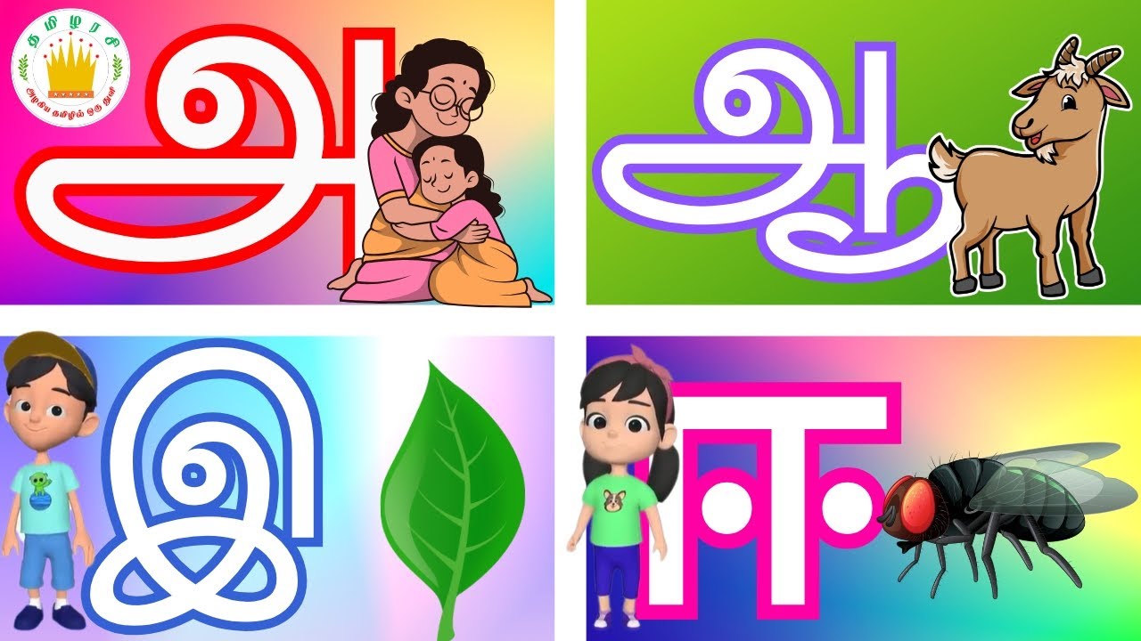 உயிர் எழுத்துக்கள் கற்போம்- Learn Tamil Uyir Eluthukkal with Words, Spelling & Real Videos