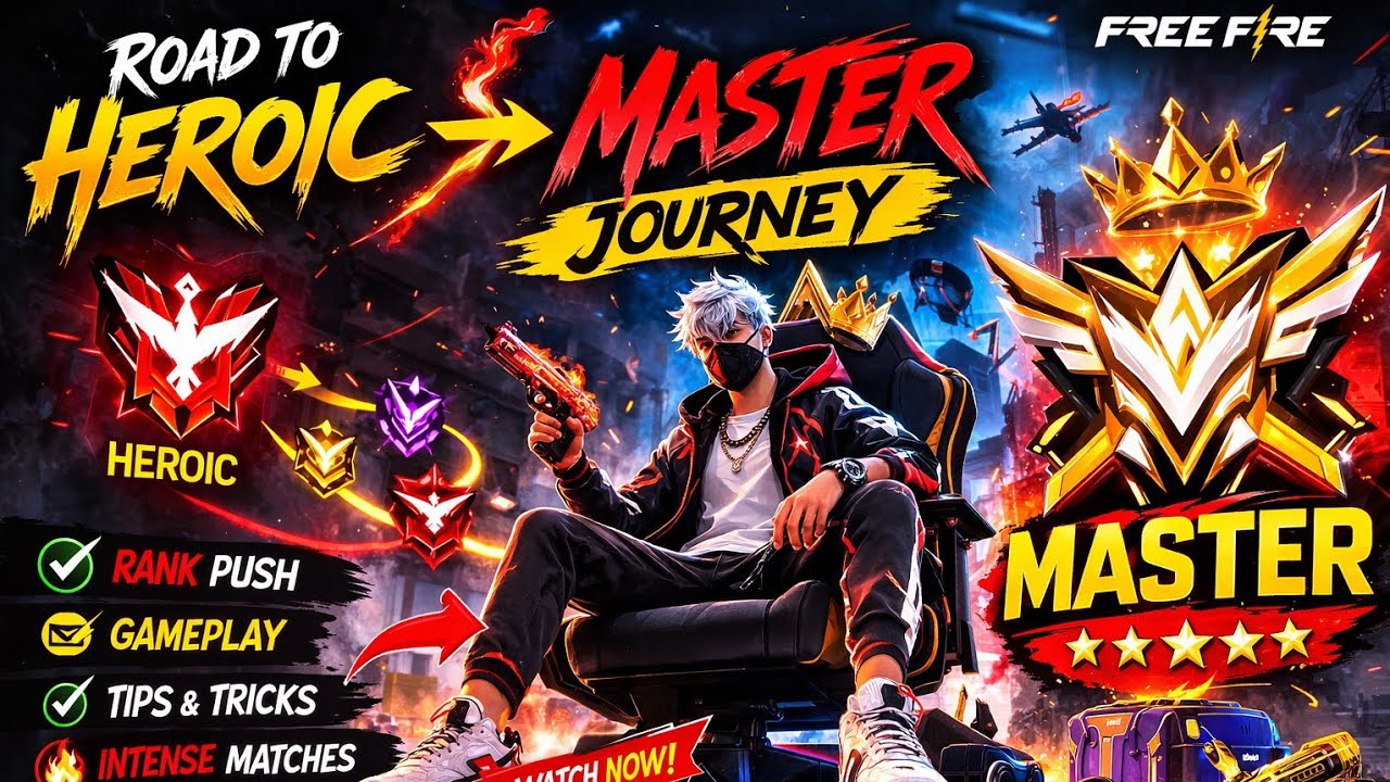 Heroic to Master Rank Push | Free Fire Intense Gameplay 😈