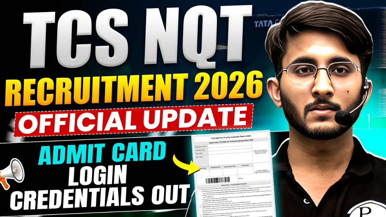TCS NQT Recruitment 2026 | Admit Card Login Credentials Out | TCS Official Update