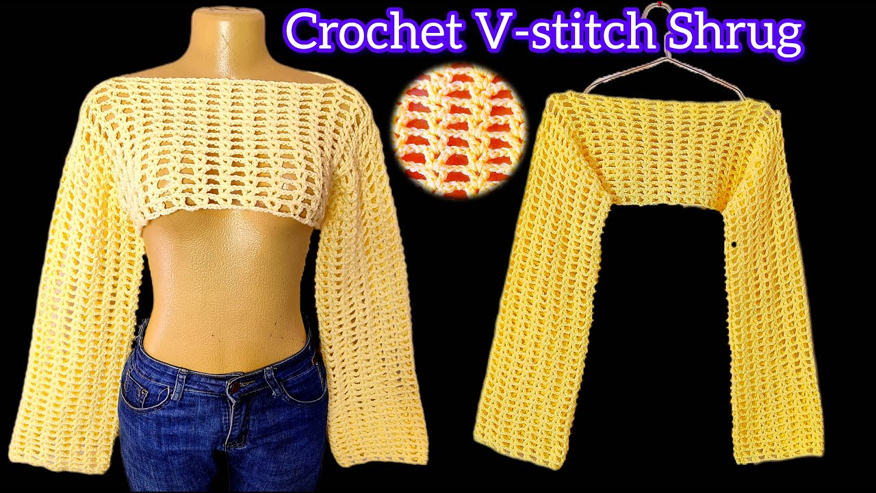 Crochet V-stitch Shrug / crochet shrug beginner friendly tutorial