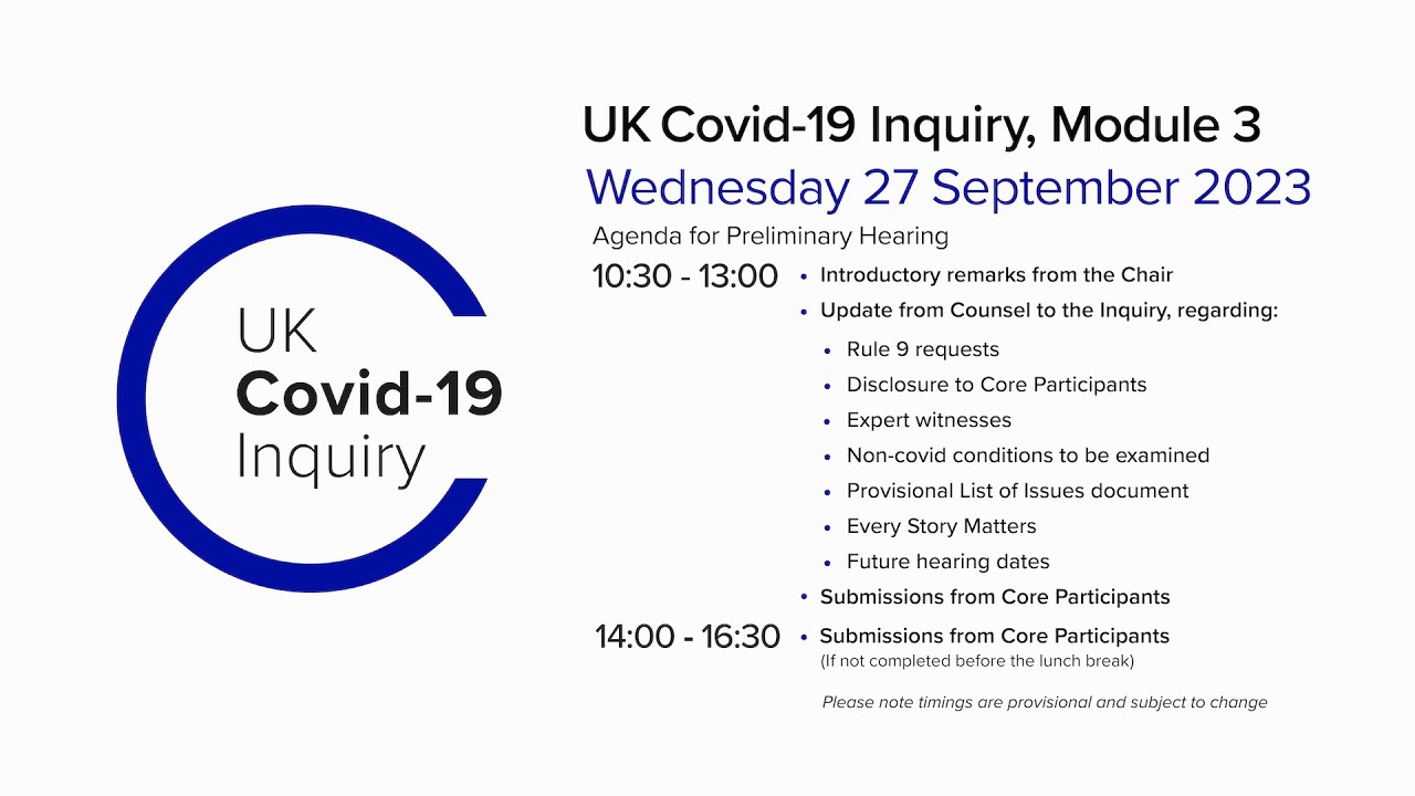 UK Covid-19 Inquiry - Module 3 Preliminary Hearing - 27 September 2023