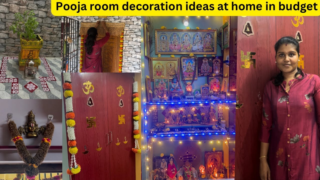 Pooja room decoration ideas at home with budget products/ Mandir designs/ Pooja mandir   decor DIY