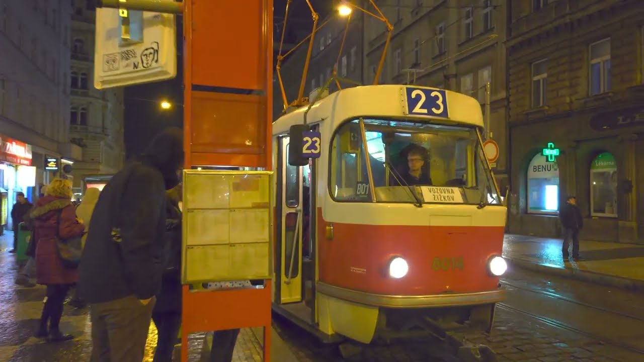 Jízda tramvají T3M 8014 na lince 23 od I.P.Pavlova do Vozovny Žižkov, 24 11.2022 | 4K HDR