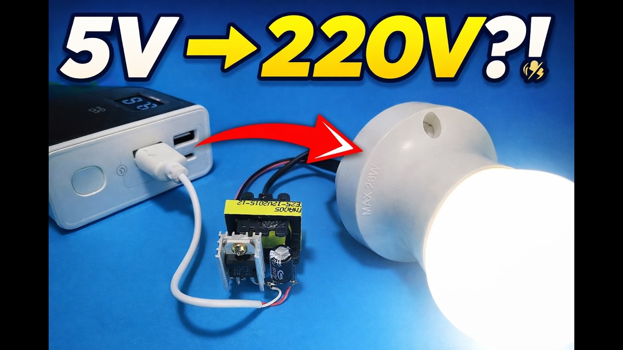 Power Bank to 220V?! Lighting a 220V Bulb with a Simple Circuit (TIP41C)