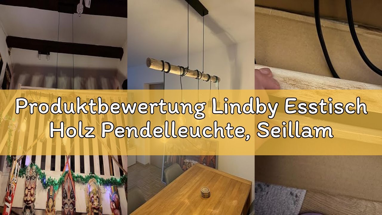 Produktbewertung Lindby Esstisch Holz Pendelleuchte, Seillampe H&auml;ngelampe Metall Holzbalken Seil Ess