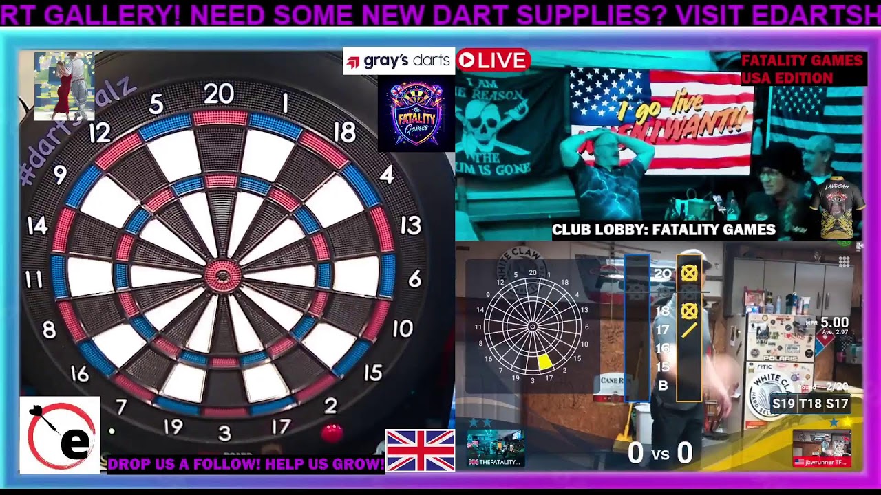 THE FATALITY GAMES:TRIPPIN DARTS LIVE DARTS USA...CHALLENGE US