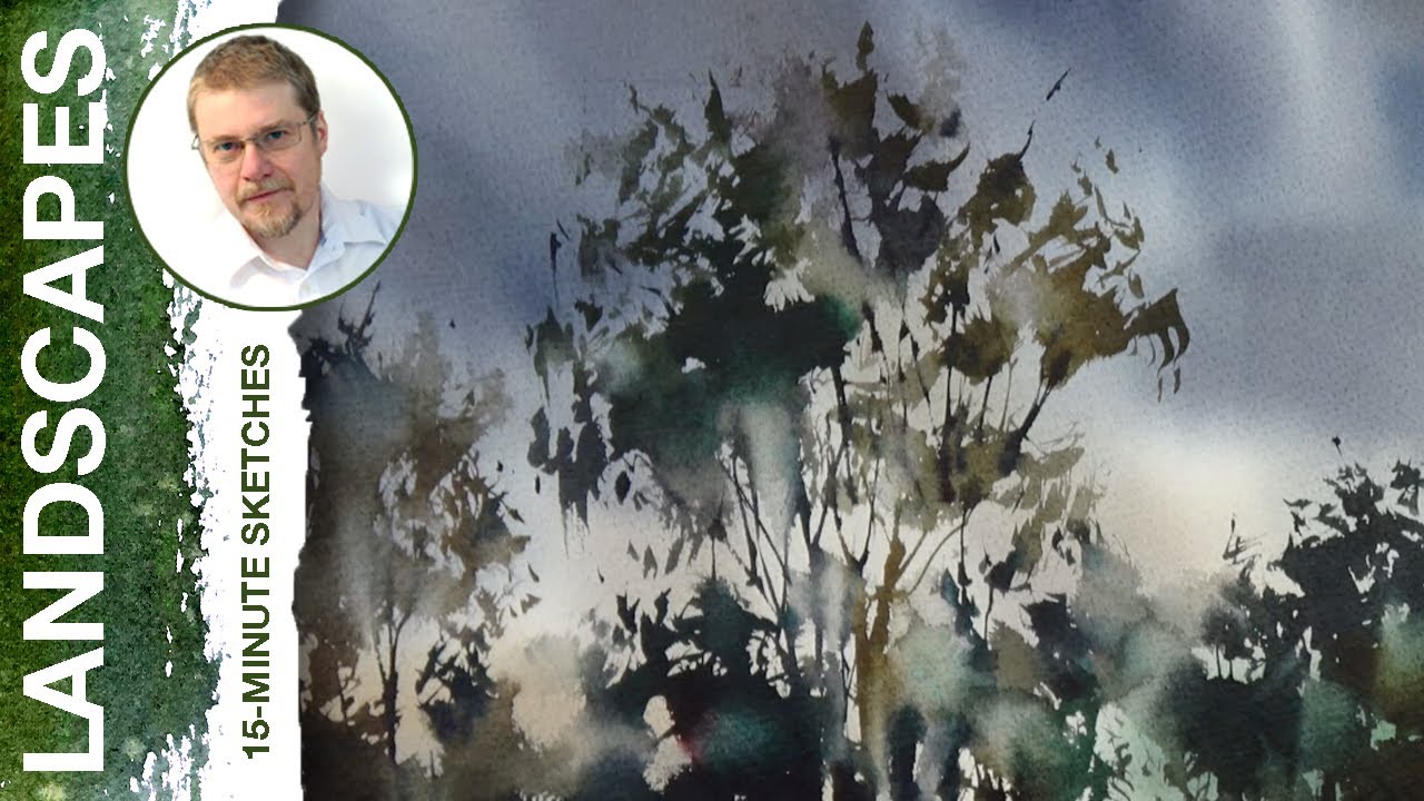#160 Black Color Without the Black Color (Watercolor Landscape Tutorial)