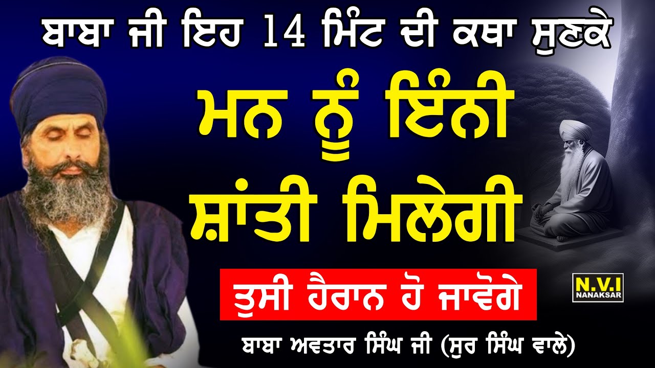 14 ਮਿੰਟ ਦੀ ਇਹ ਕਥਾ ਸੁਣਕੇ ਮਨ ਨੂੰ ਬਹੁਤ ਸ਼ਾਂਤੀ ਮਿਲੇਗੀ | Baba Avtar Singh Ji Sursingh Wale | Nvi Nanaksar