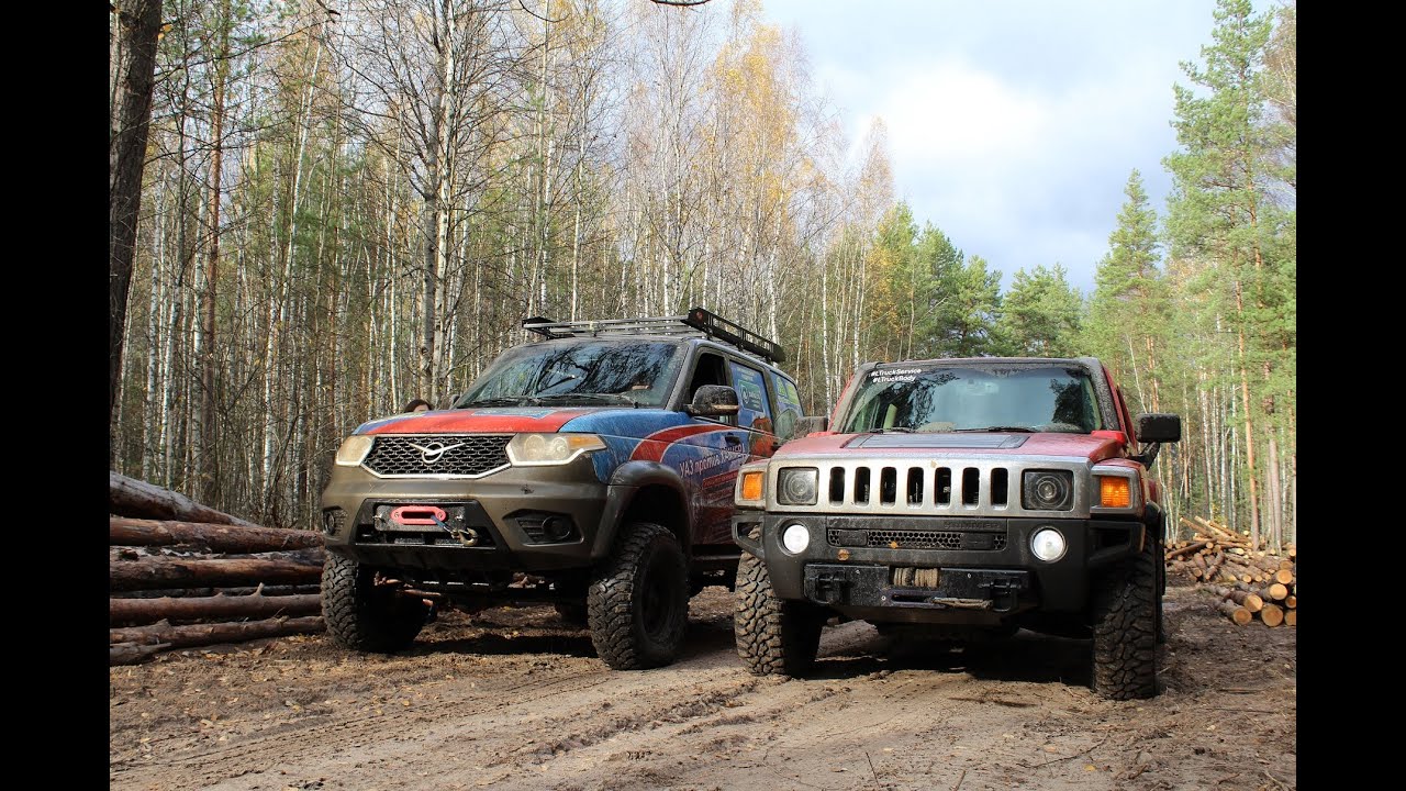 УАЗ Патриот на пневме против Hummer H3 в естественной среде