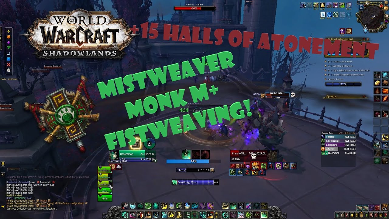 Mistweaver Monk +15 Halls of Atonement - Tyrannical/Bolstering/Storming Shadowlands M+ Fistweaving