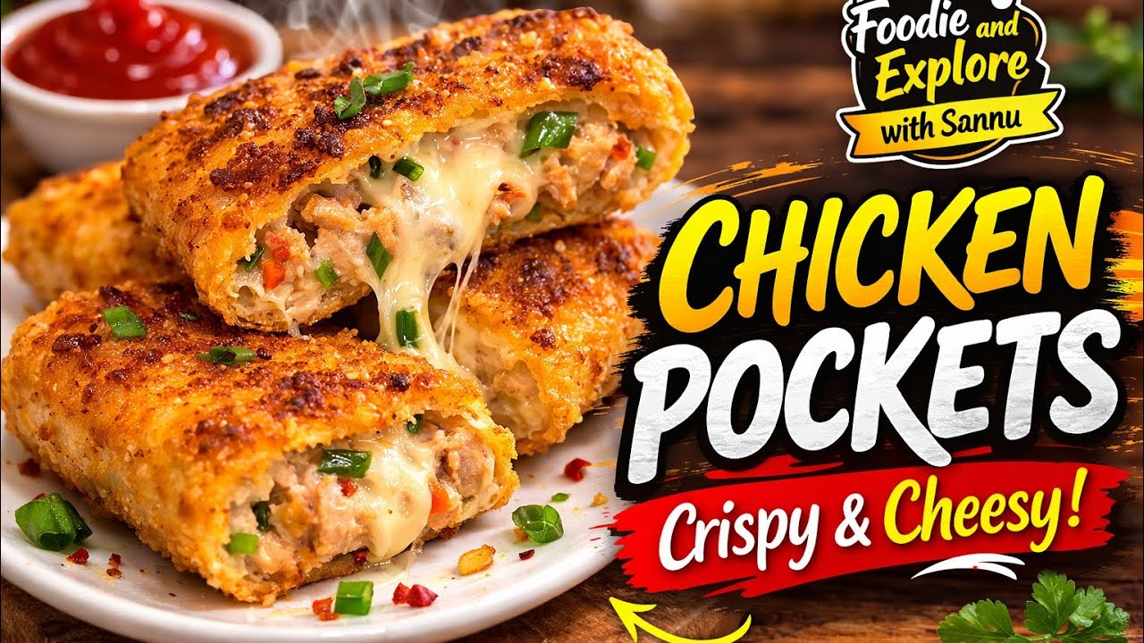 Chicken Pockets | Creamy & Cheesy Chicken Stuffed Pockets | Cheesy Chicken Pockets at Home