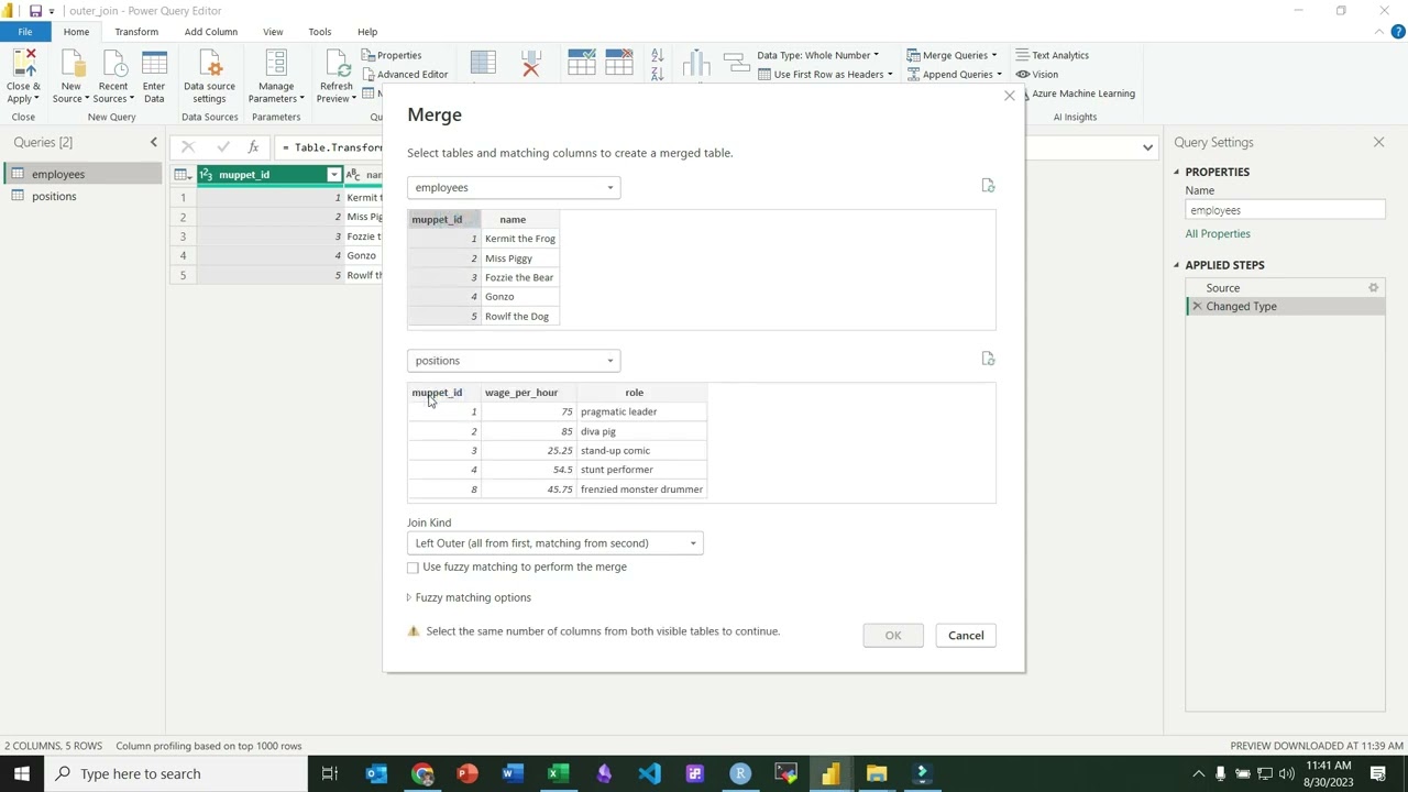 Outer Join with Power BI