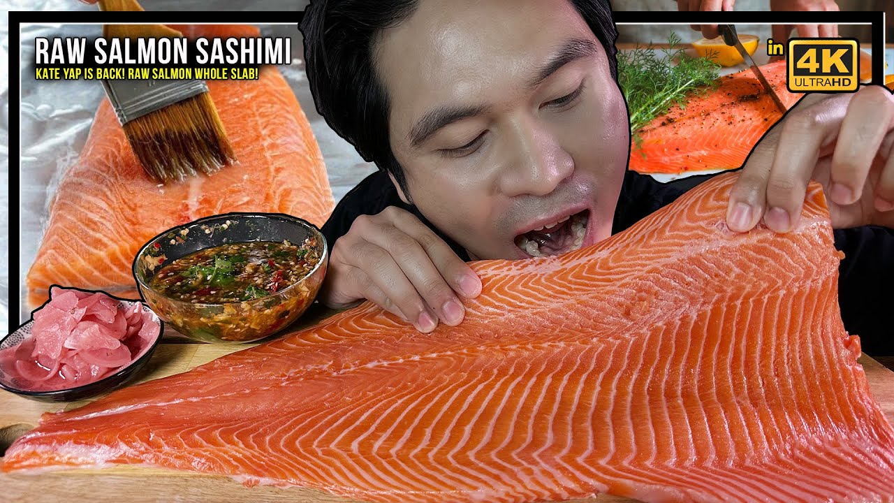 lamanya tak makan RAW WHOLE SALMON SASHIMI macam ni! (Mukbang Malaysia)
