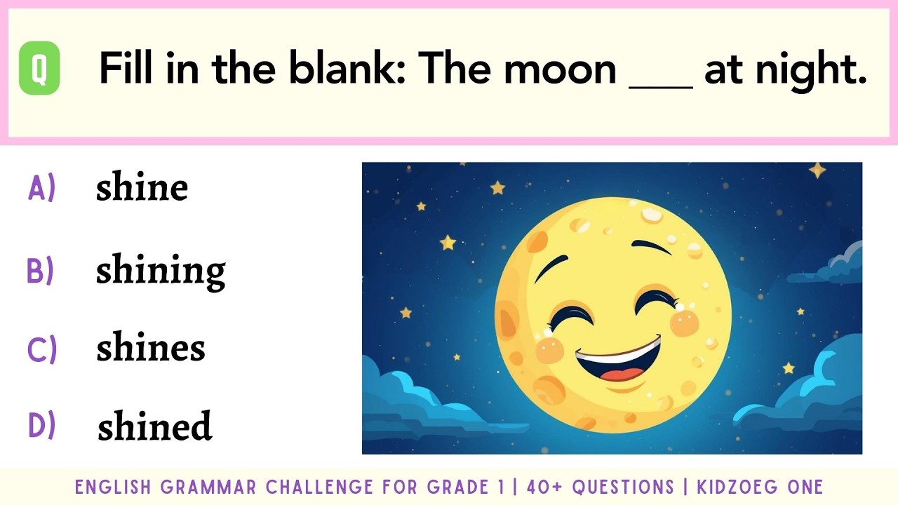 English Grammar Challenge for Grade 1 | 40+ Questions to Test Basic English Skills for School Kids